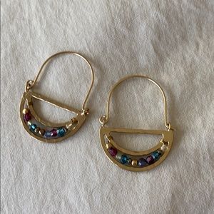 Anthropologie multicolor Stone gold earrings